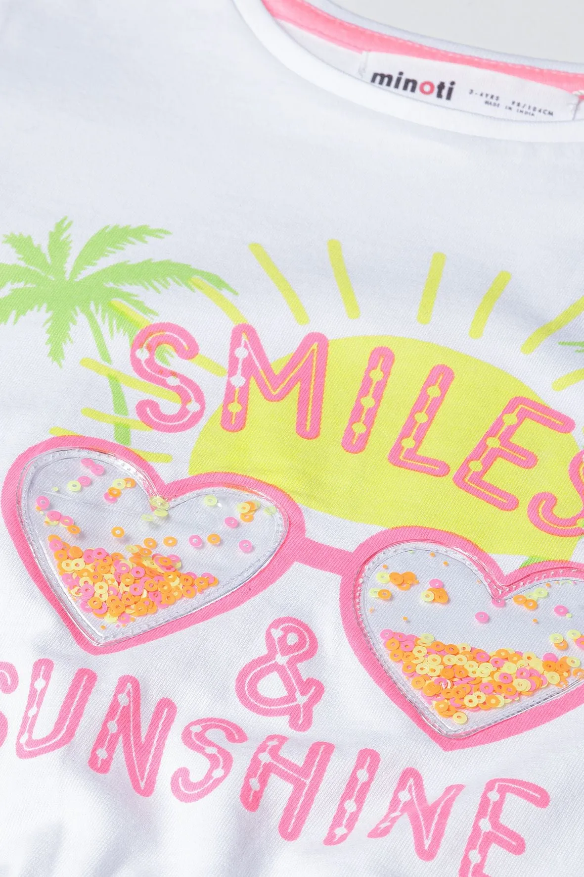 Minoti 38202 t-shirt hvid bomuld palmeprint