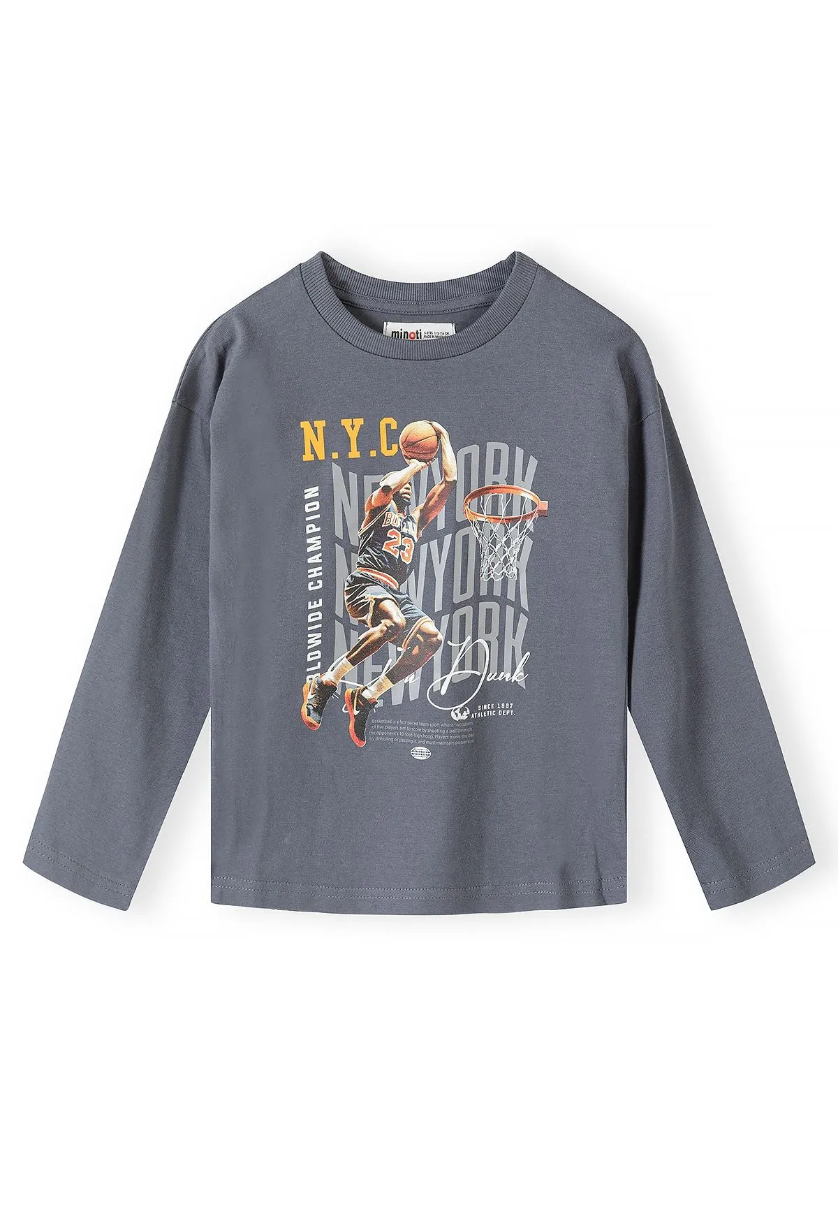 Minoti 45603 langærmet t-shirt 5-pak basketball bomuld