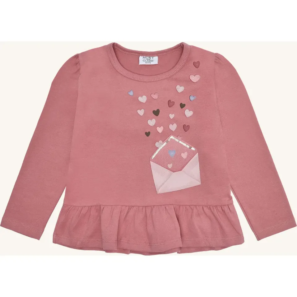Hust & Claire Alma Heart Letter bluse dry rose