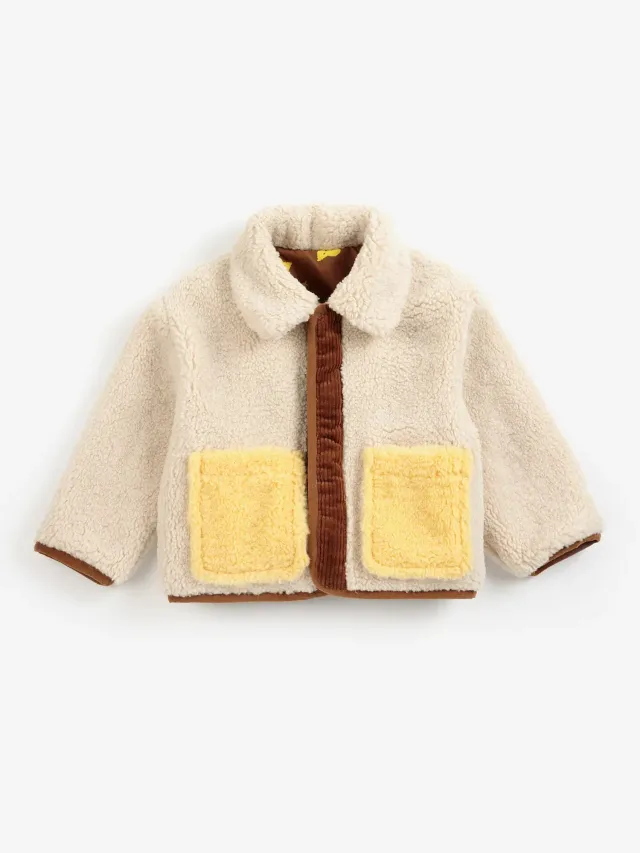 Bobo Choses Pixel Abduction sheepskin reversible jakke brun 6 mdr