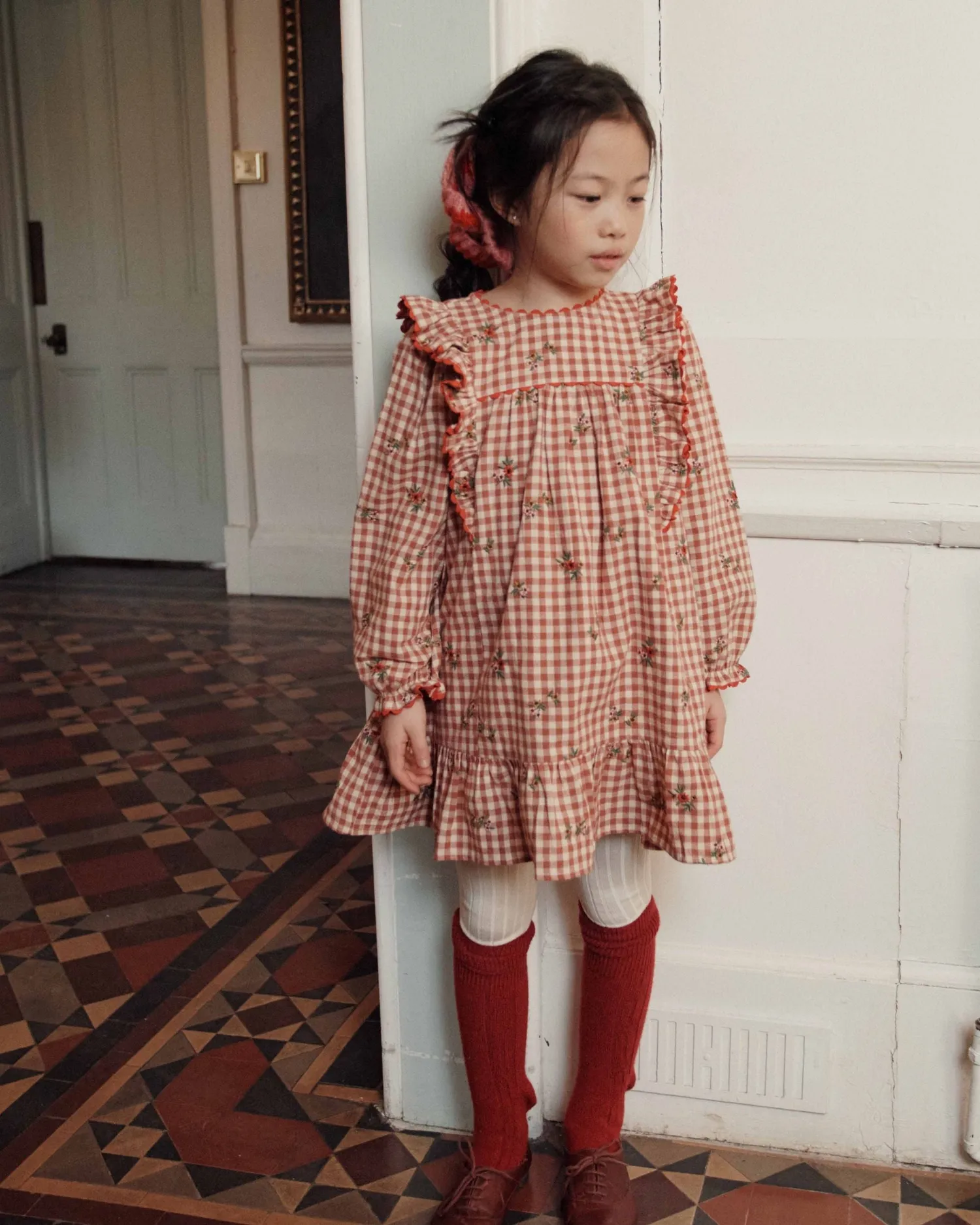 Emile et Ida Vichy Broderi kjole terracotta vichy