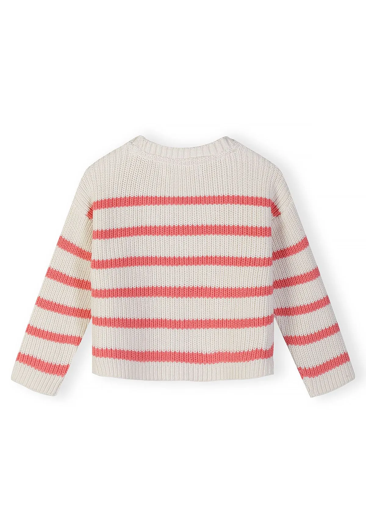 Minoti 44708 strikcardigan koralstribet blomst