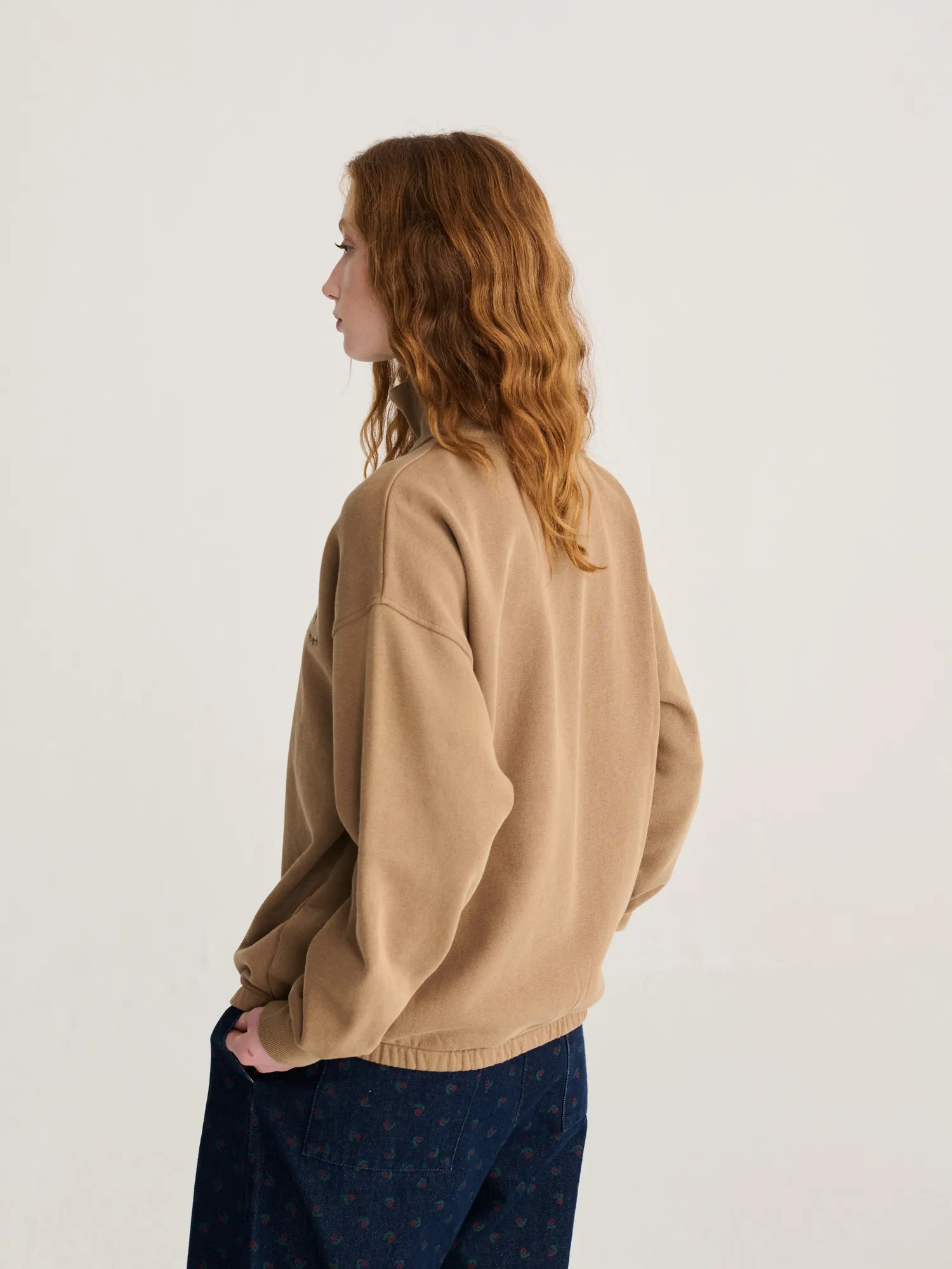 Bobo Choses All About Monsters half zip sweatshirt khaki
