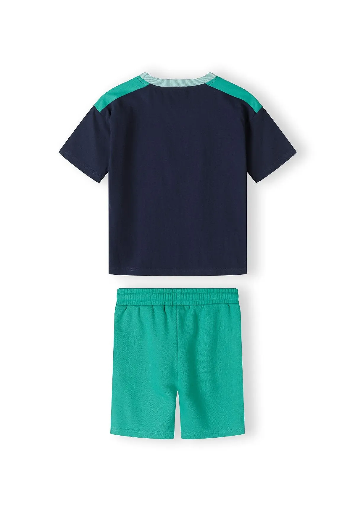 Minoti 42518 sæt T-shirt shorts navy grøn til drenge