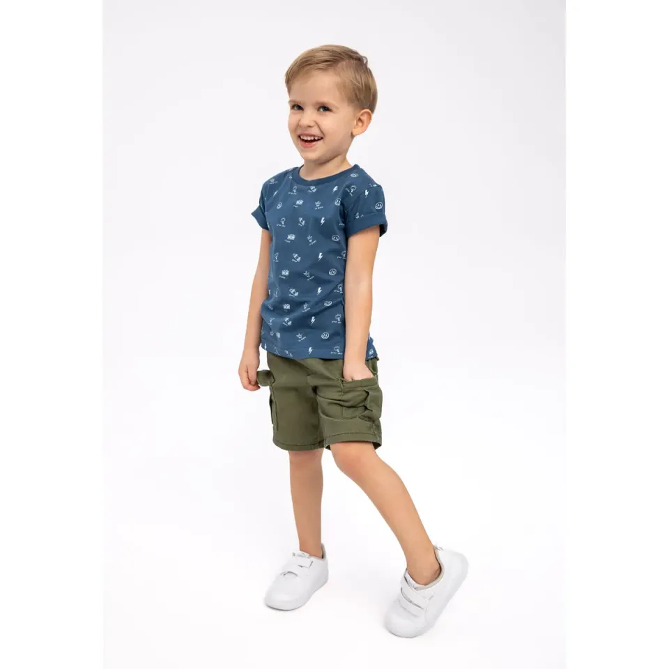 Minoti 38413 t-shirt mørkeblå med print til drenge