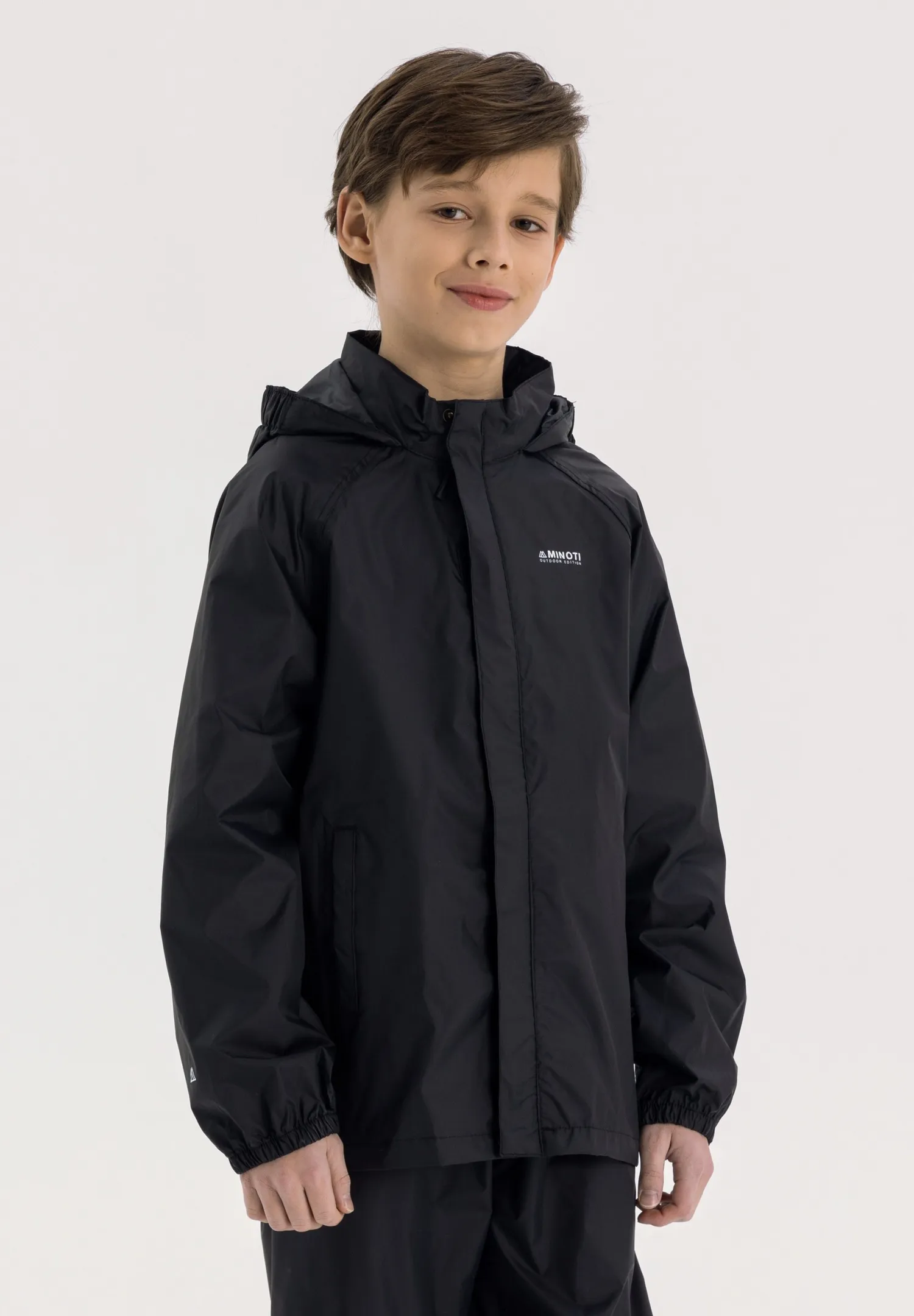 Minoti 43107 regnjakke til piger sort softshell