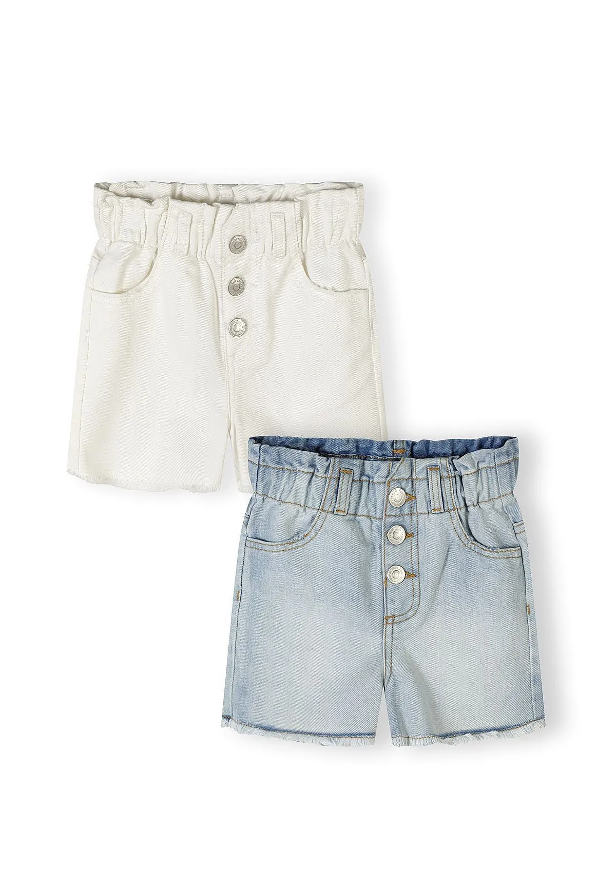 Minoti 44941 jeansshorts 2-pak blå/hvid denim