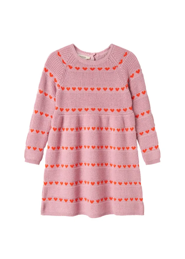MarMar Daso strikkjole Soft Berry Hearts hjerter