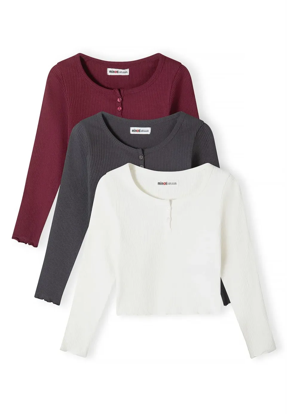 Minoti 45643 t-shirts piger 3-pak rib med knapper