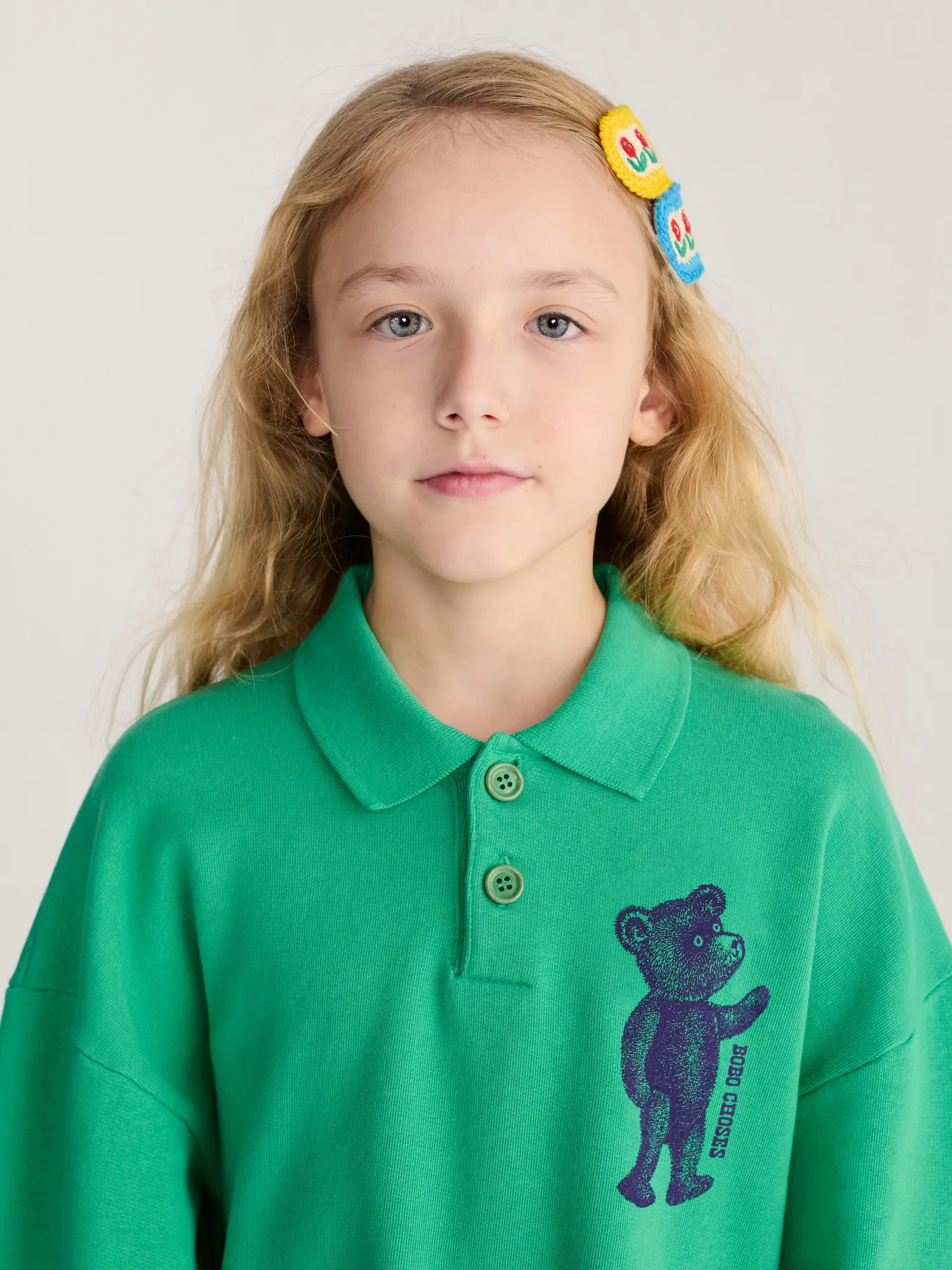 Bobo Choses Softpaw Monster polo sweatshirt kjole grøn
