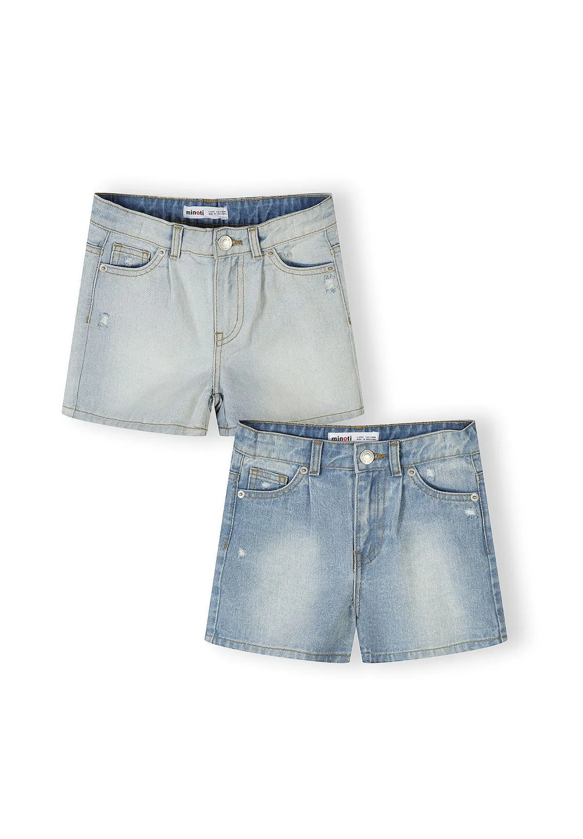 Minoti 44939 jeansshorts til piger blå 2-pak high waist