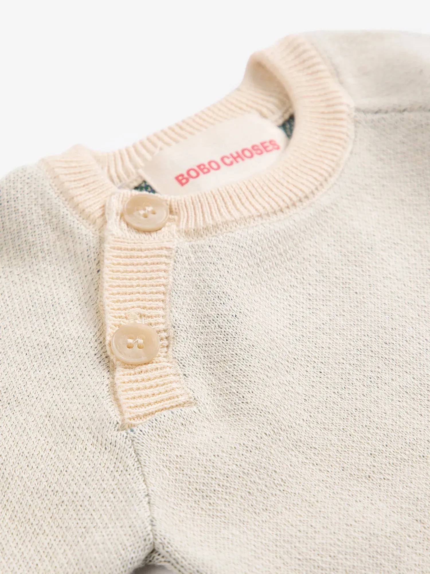 Bobo Choses Stamp Bloom jacquard striktrøje offwhite baby