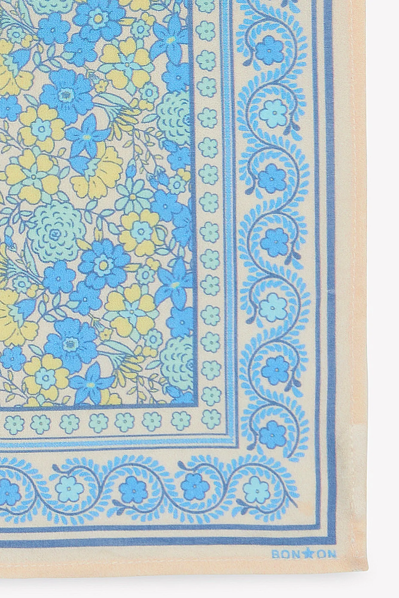 Bonton Fleur Vintage Bleu tørklæde blå bomuld