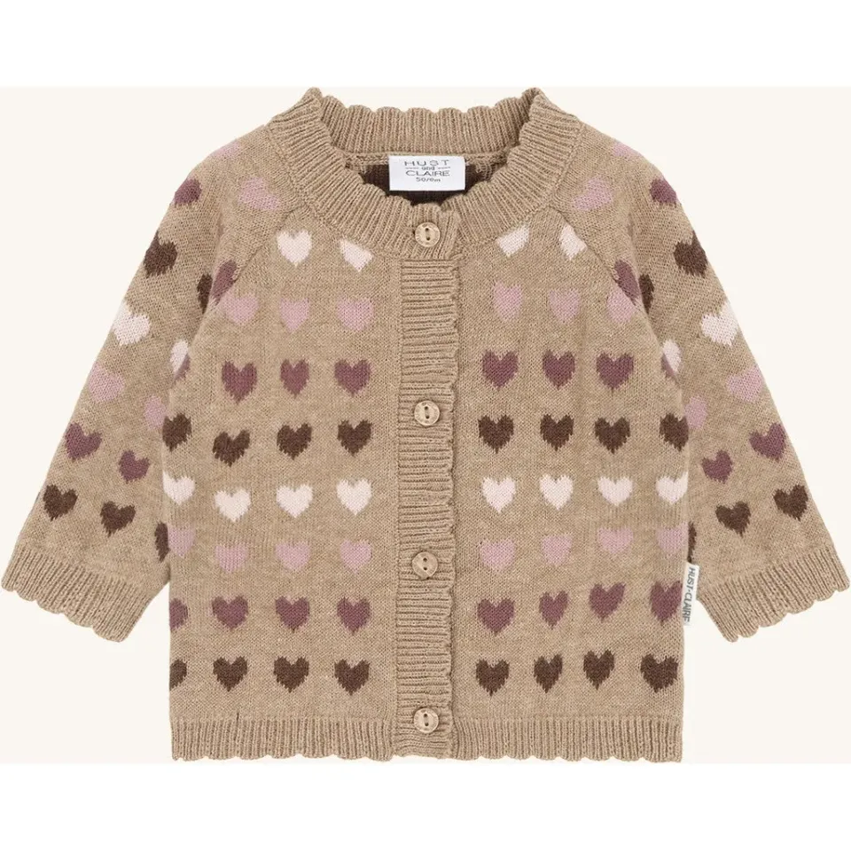 Hust & Claire Call Hearts cardigan biscuit økologisk