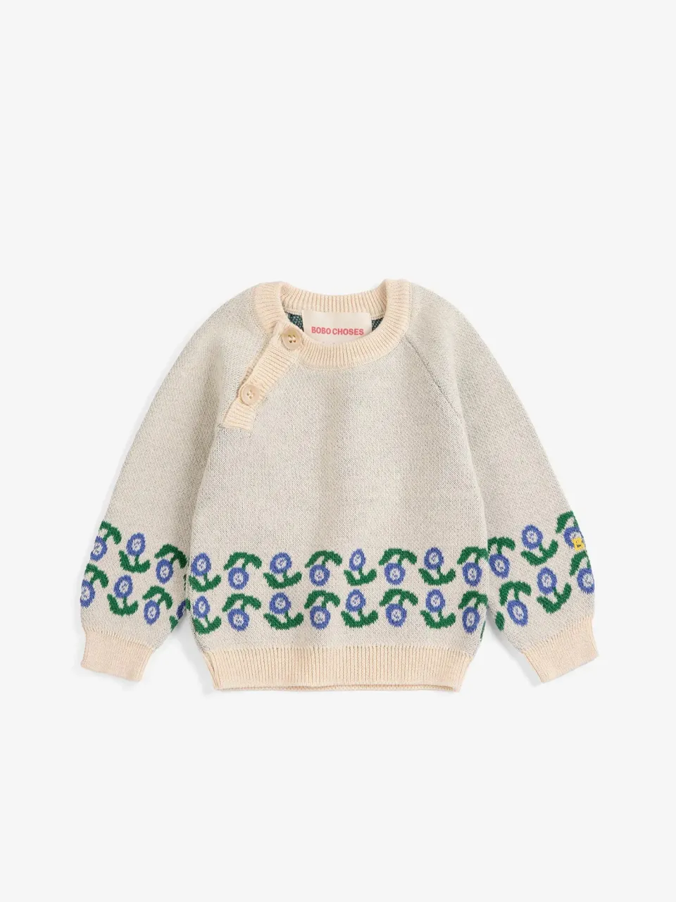 Bobo Choses Stamp Bloom jacquard striktrøje offwhite baby