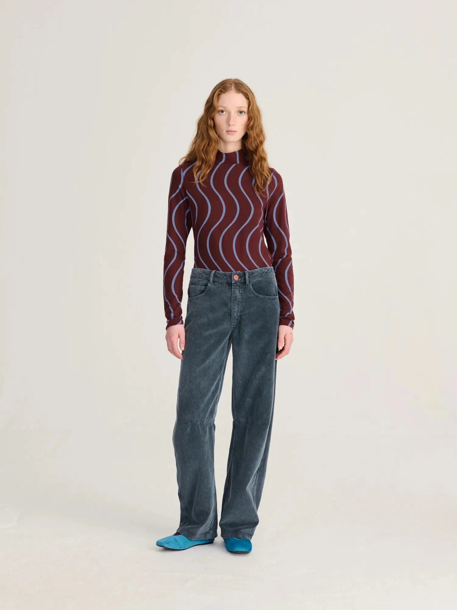 Bobo Choses Psicodelic Stripes turtleneck t-shirt bordeaux økologisk