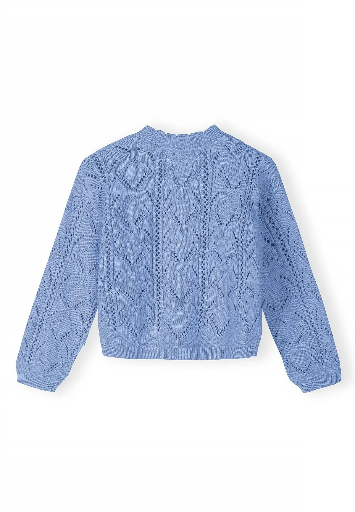 Minoti 44704 strikcardigan til piger lyseblå