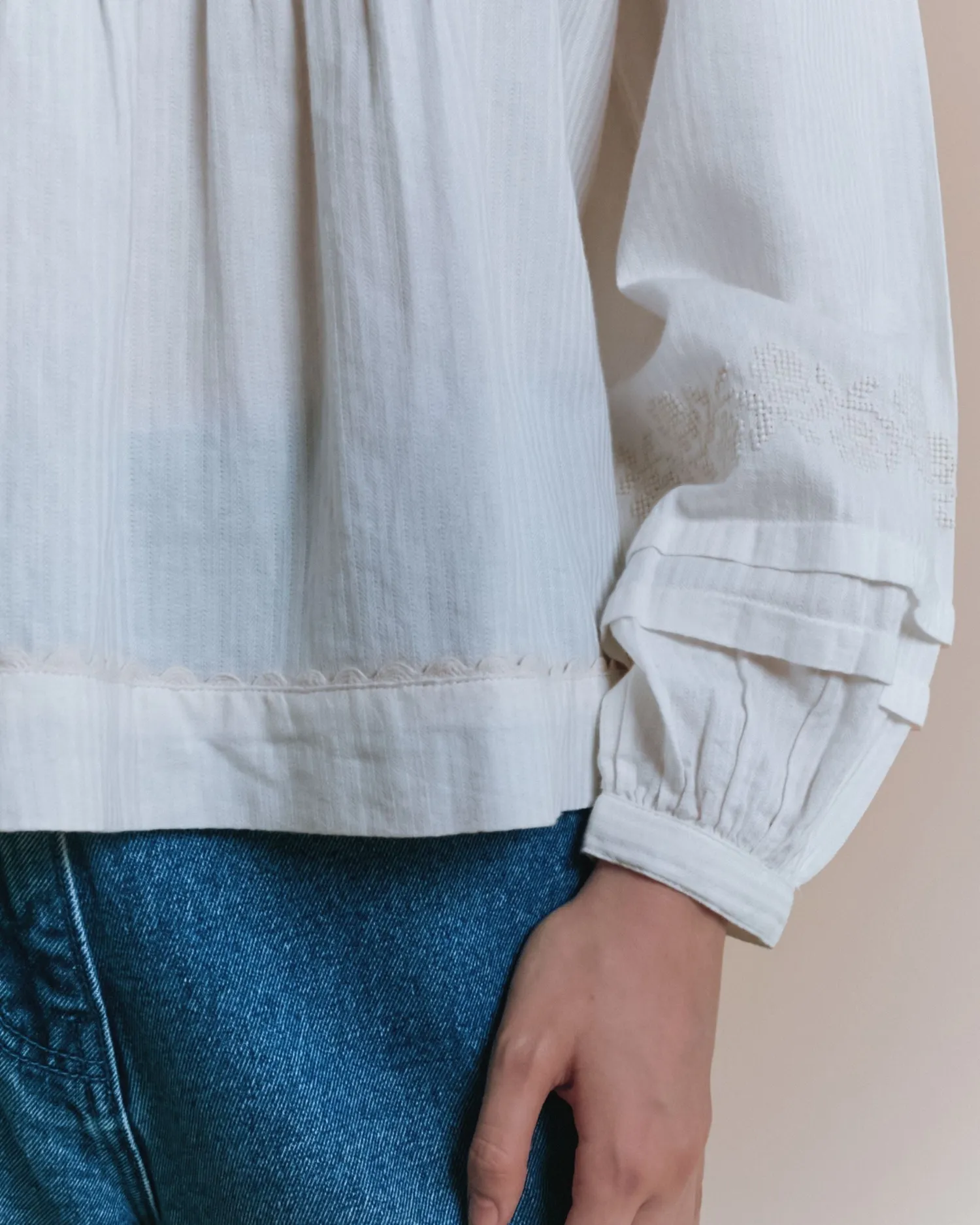 Emile et Ida Elena bluse ecru broderet