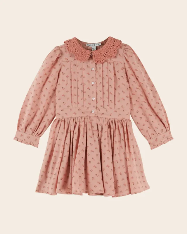 Emile et Ida Col crochet fleuri kjole rosa blomstret