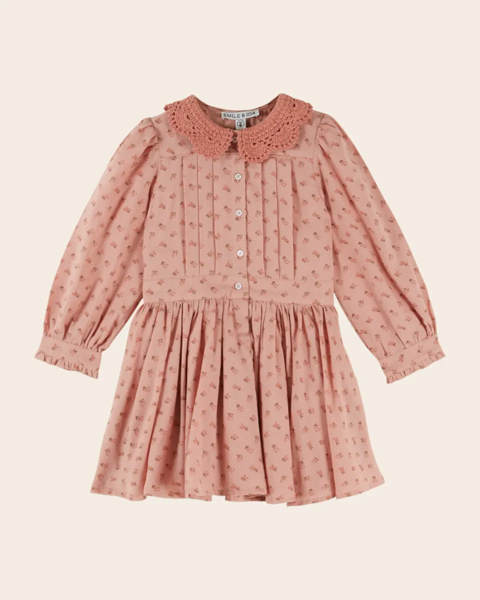 Emile et Ida Col crochet fleuri kjole rosa blomstret