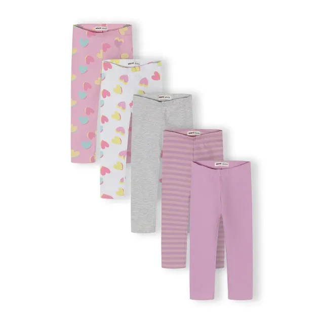 Minoti 44824 leggings til piger 5-pak grå rosa bomuld