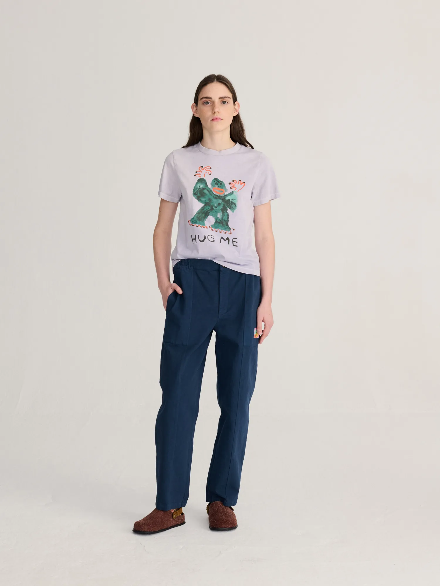 Bobo Choses Hug Me cropped T-shirt lavendel økologisk bomuld