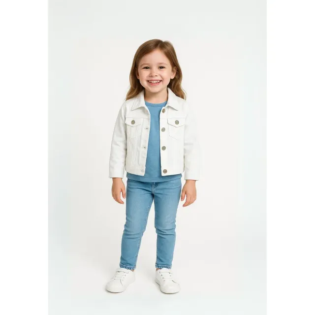 Minoti 38847 jeansjakke hvid acid-wash til piger