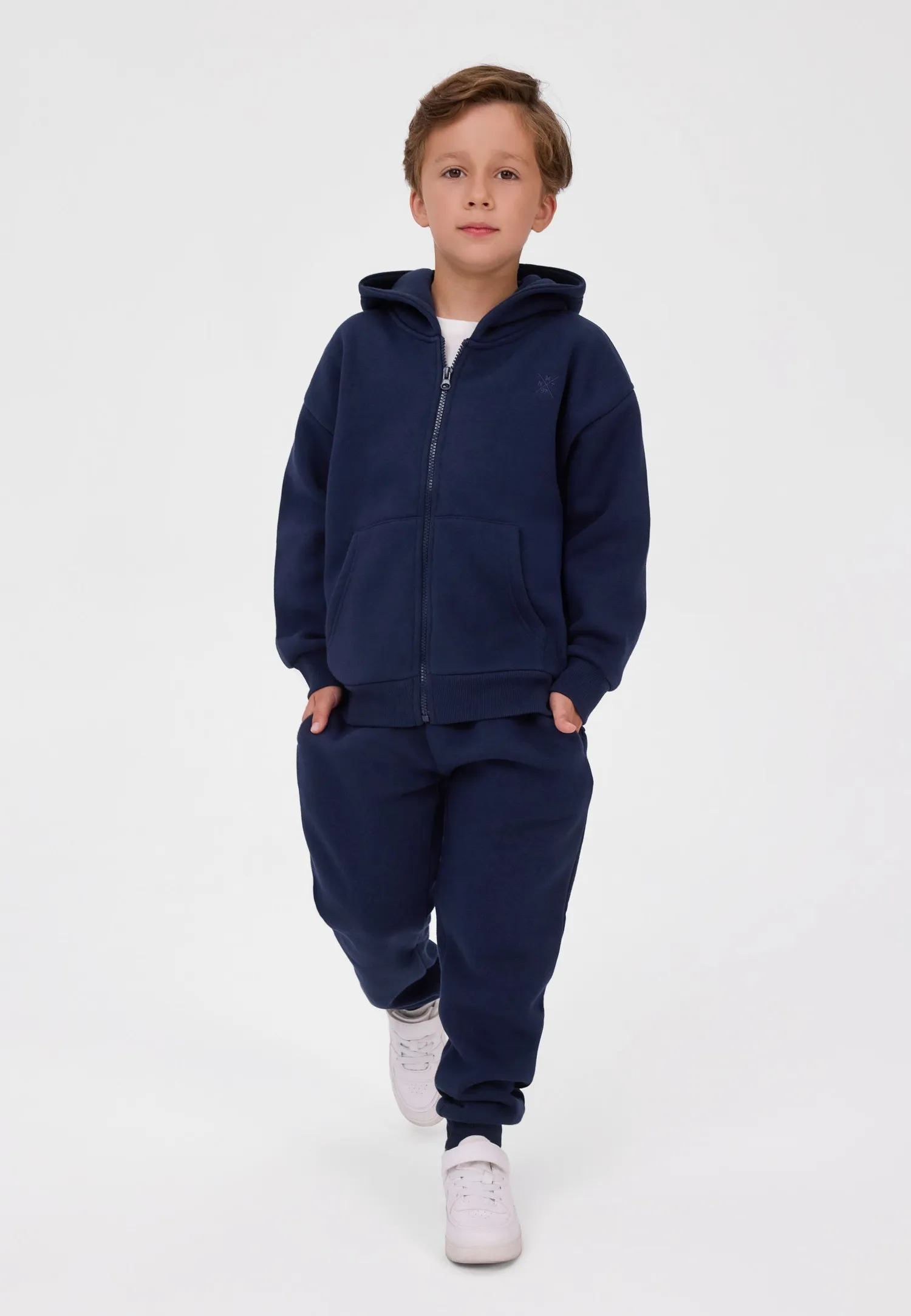Minoti 45788 sweatsæt drenge navy lynlås