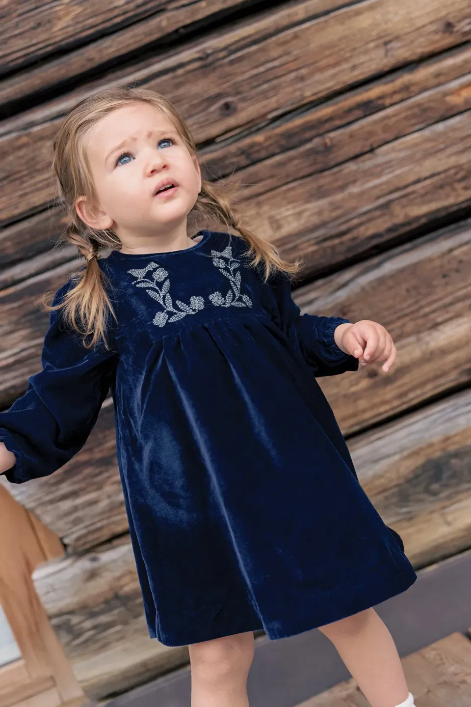 Bonton Daisy Bleu Brut kjole blå broderet lurex