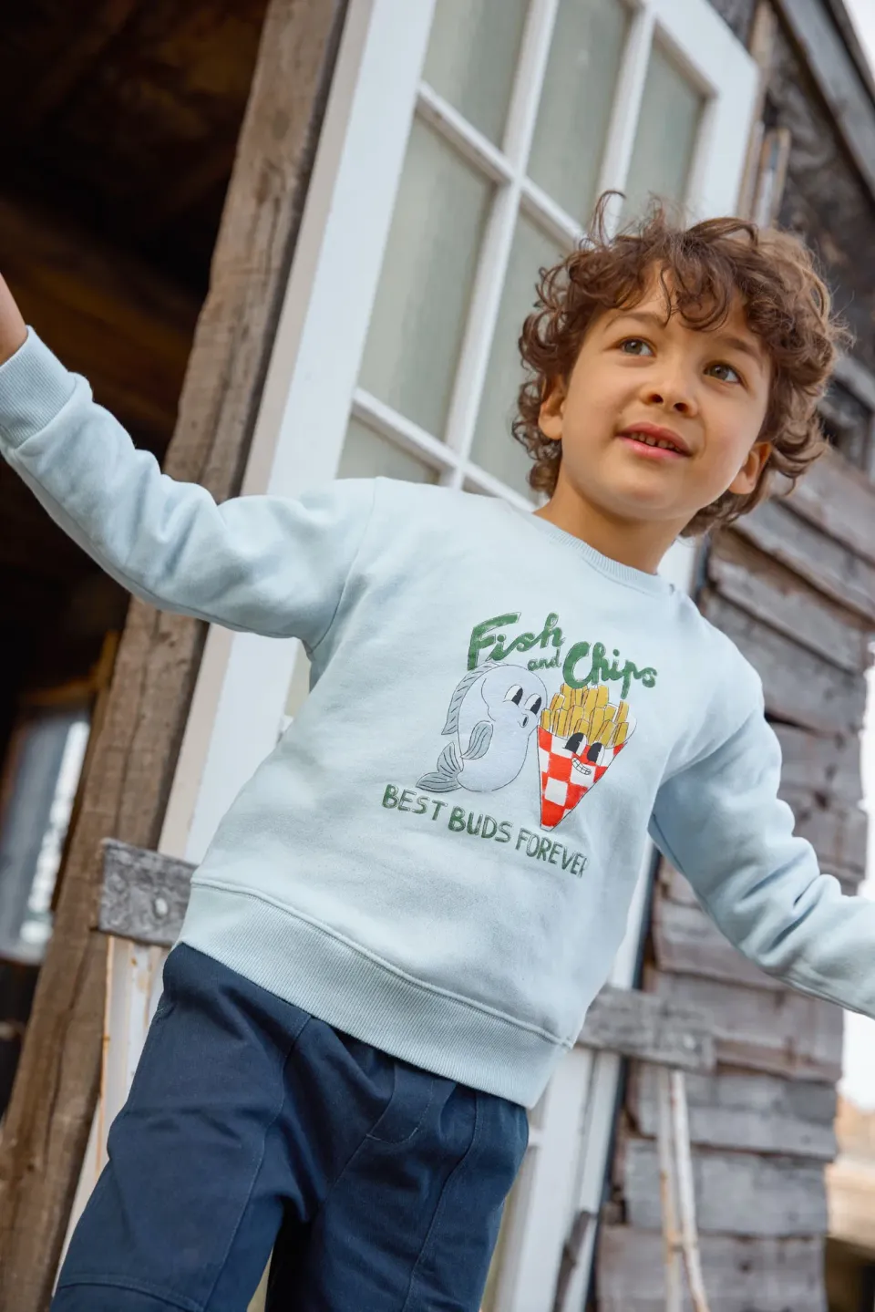 Bonton Smile Fish Bleu sweatshirt blå bomuld