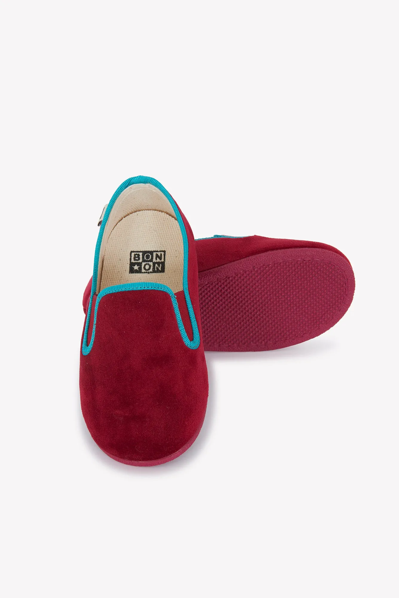 Bonton John mørkerød sutsko i velour