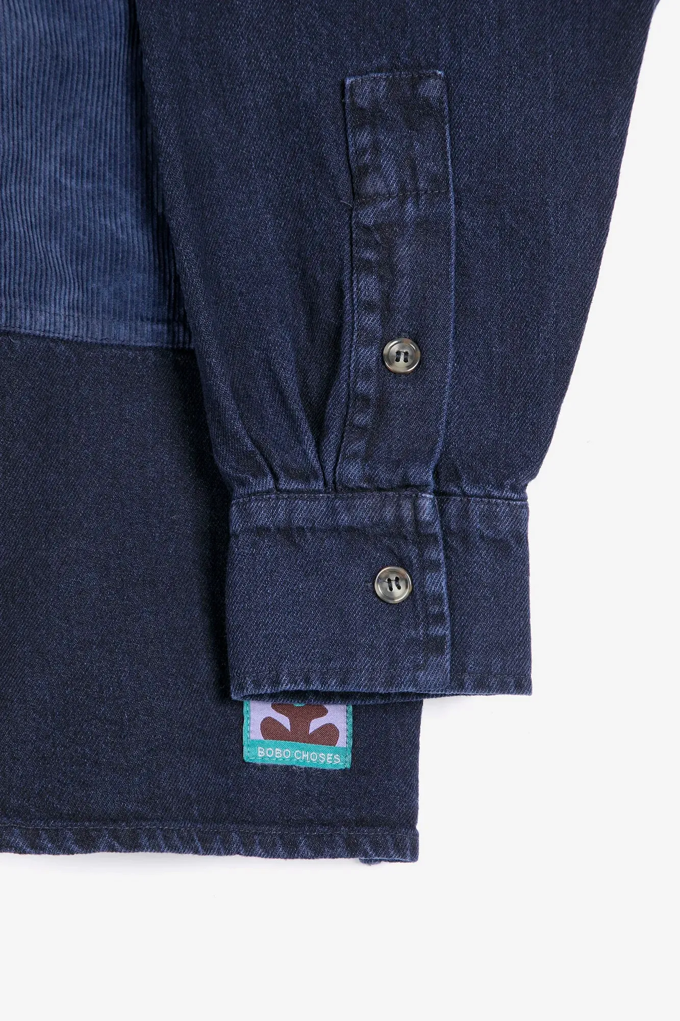 Bobo Choses Big corduroy pockets light denim skjorte lyseblå bomuld