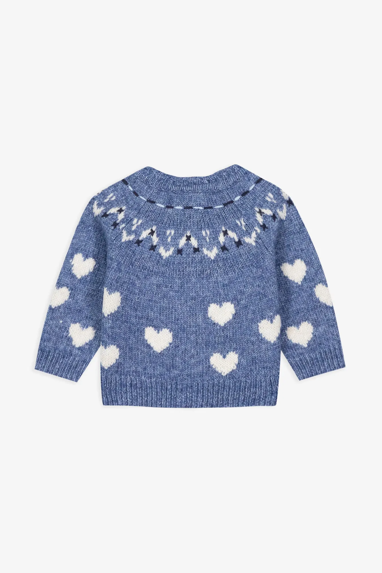 Bonton Pastel Blue vest til baby lyseblå uld hjerter