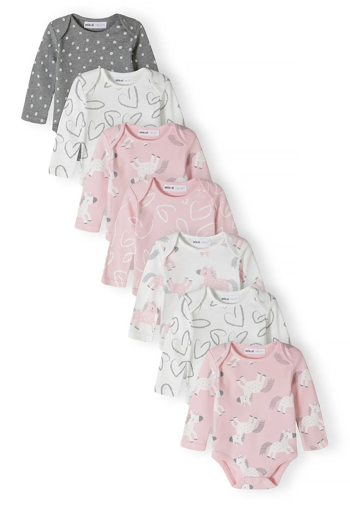 Minoti baby body 7-pak langærmet print