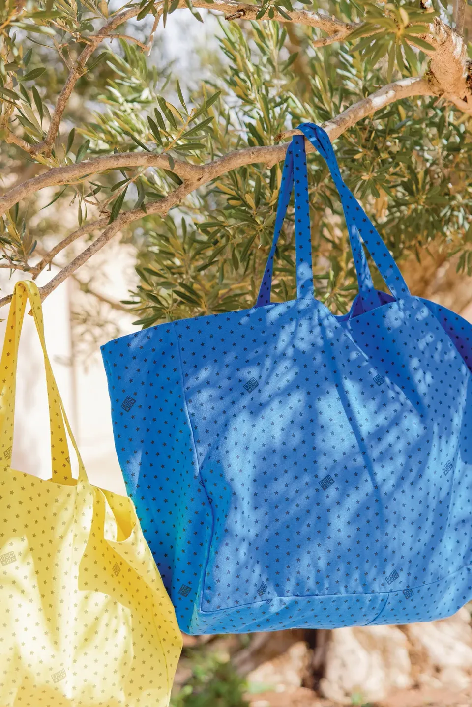 Bonton Jo shopper stor blå vif stjernet