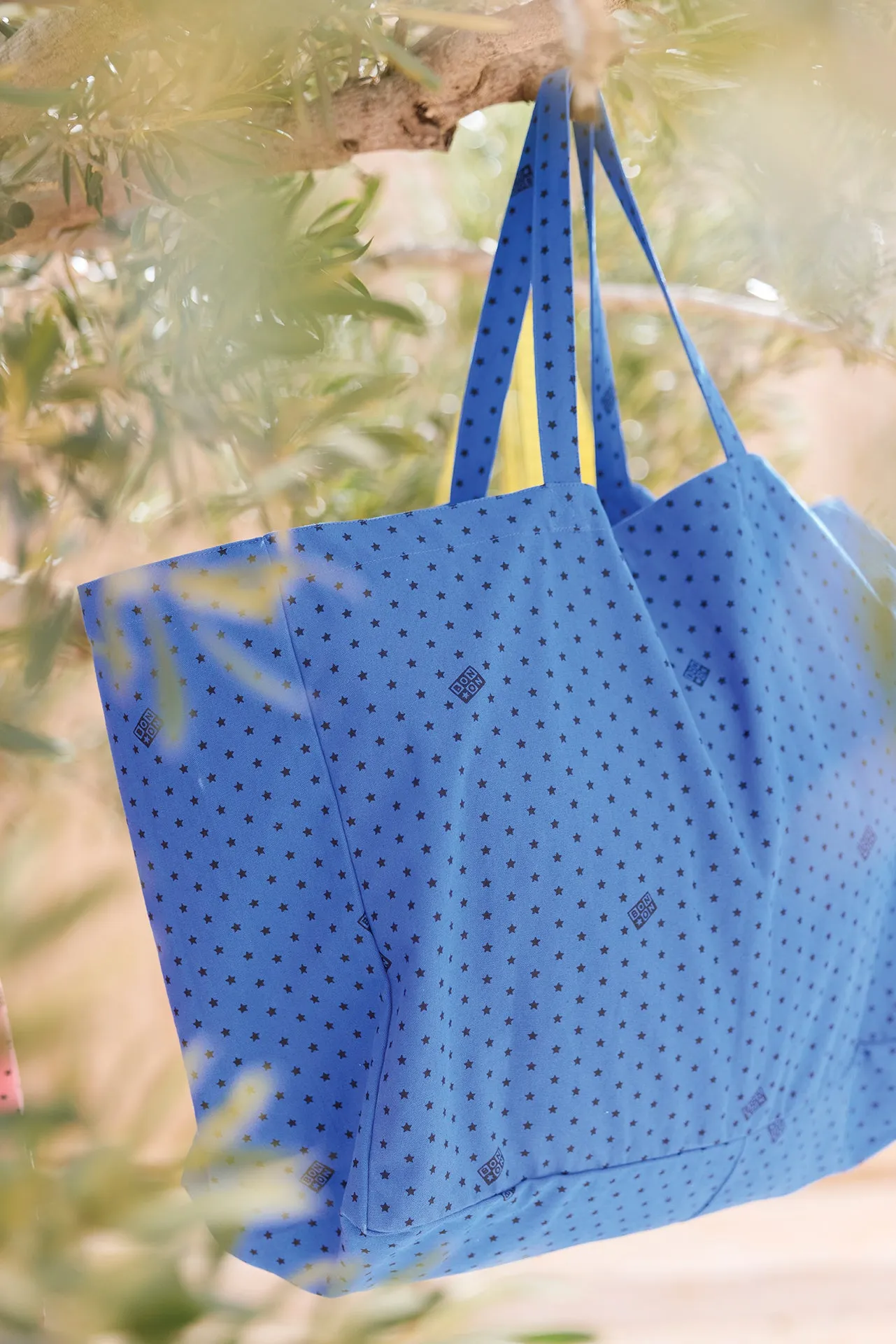 Bonton Jo shopper stor blå vif stjernet