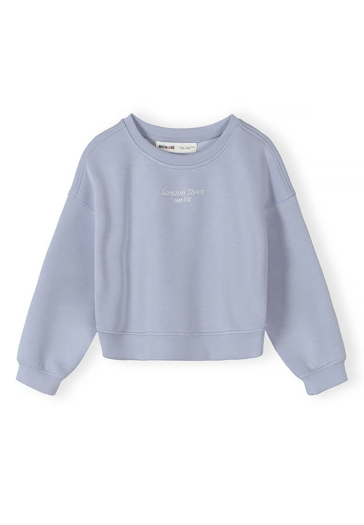 Minoti 44965 sweatshirt lyseblå broderi pige