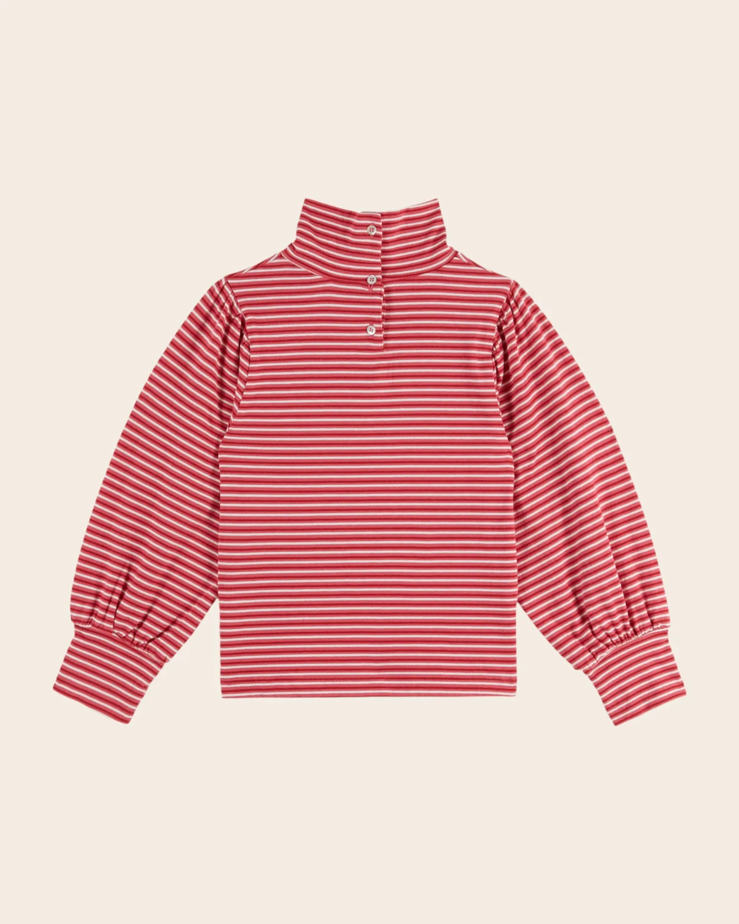 Emile et Ida stribet rullekrave langærmet t-shirt rød rosa