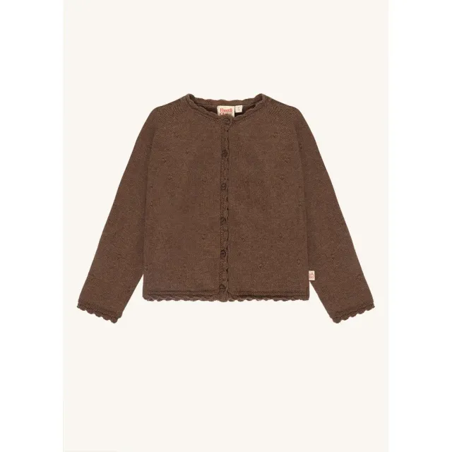 Hust & Claire Cilja Pointelle cardigan Toffee Melange