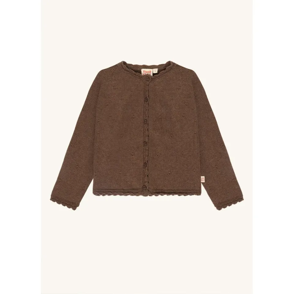 Hust & Claire Cilja Pointelle cardigan Toffee Melange