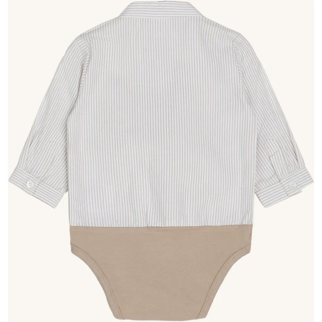 Hust & Claire HCBertil Stripe skjortebody Cement bomuld