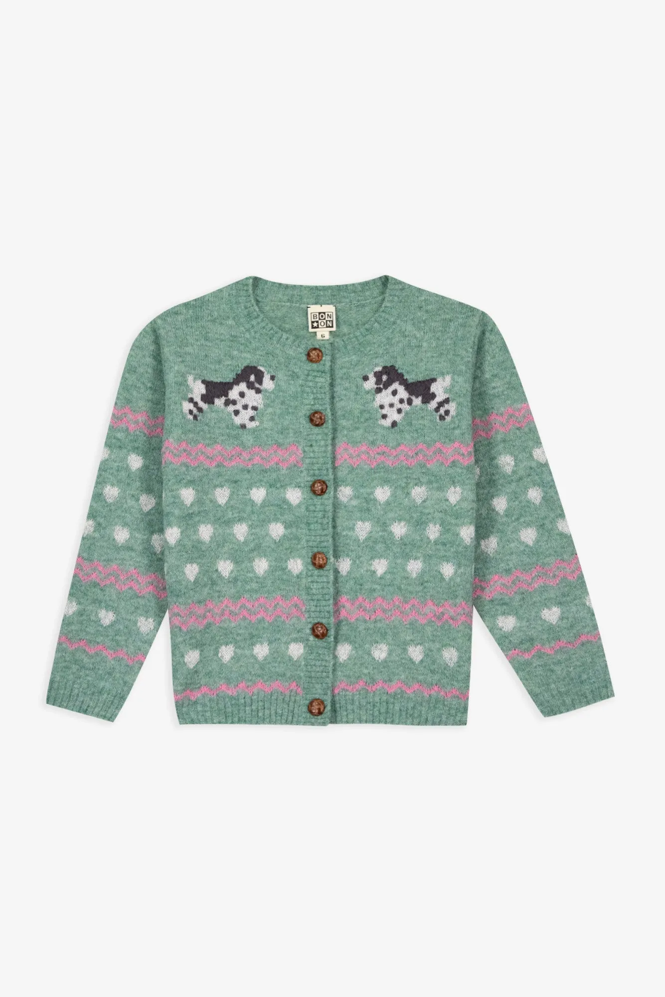 Bonton Paula Kaki cardigan uld jacquard kaki