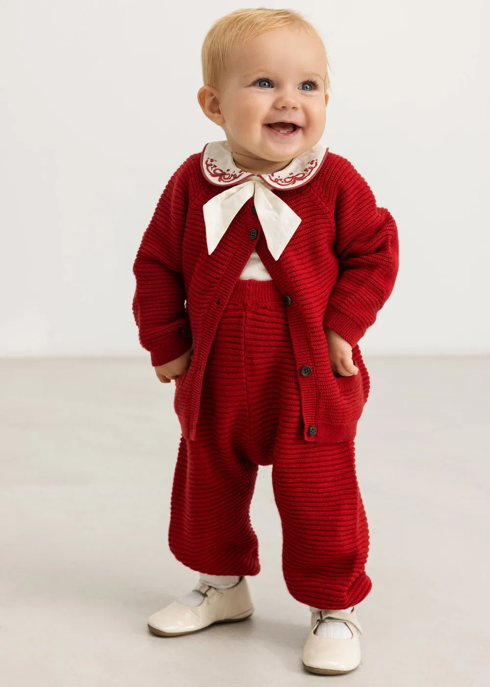 MarMar Taki strikcardigan Cherry blød bomuld