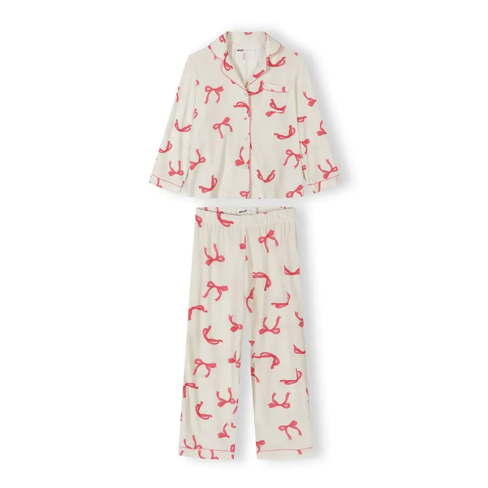 Minoti 44904 pyjamas pige creme sløjfer