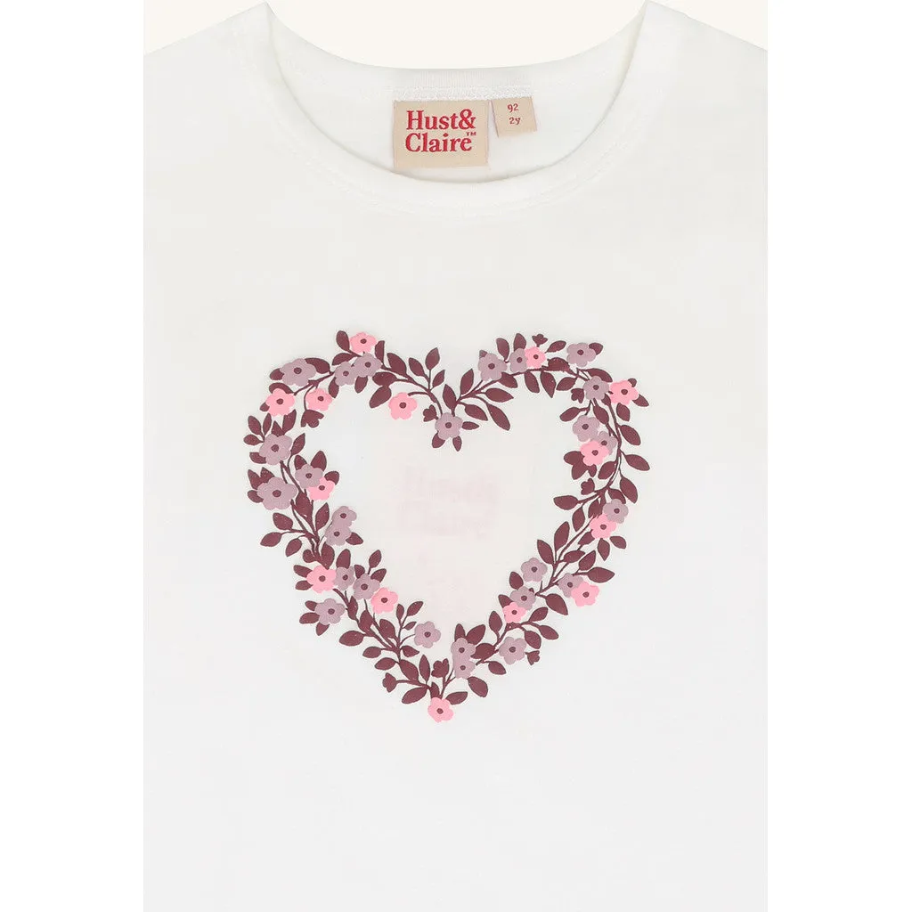 Hust & Claire Alma Heart bluse Ivory bomuld