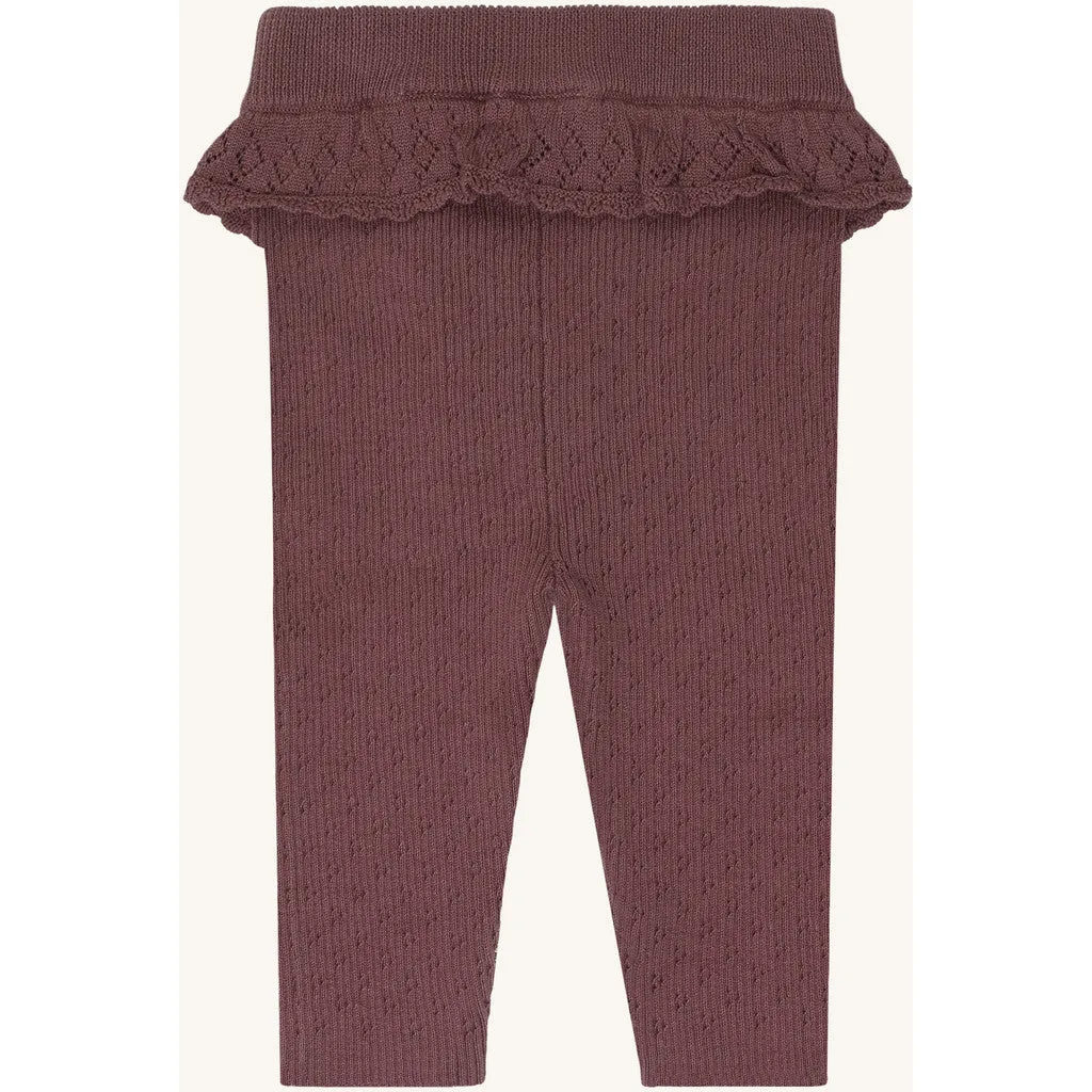 Hust & Claire HCLisa strikleggings Plum bomuld