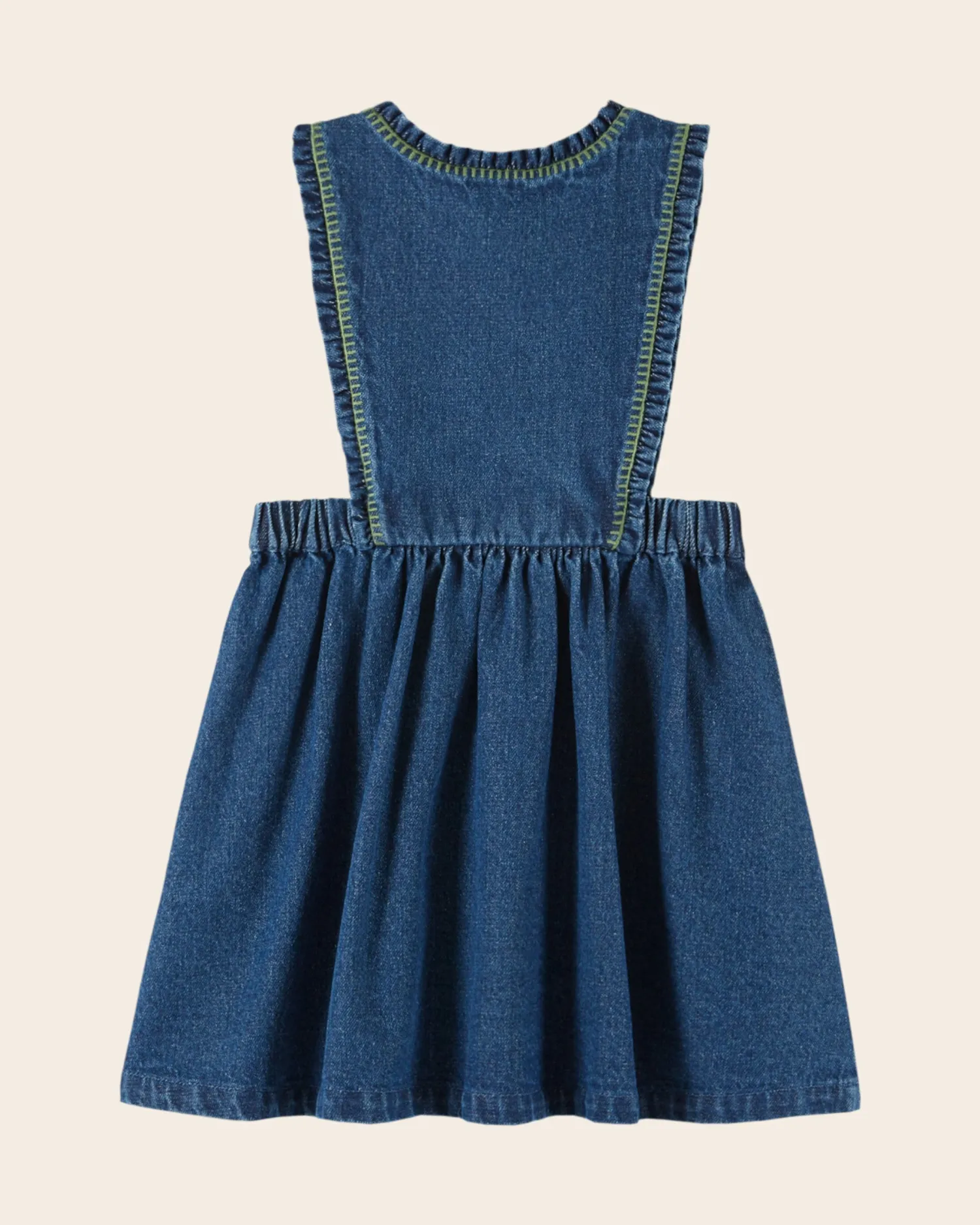 Emile et Ida smækkjole denim blå broderet blomst