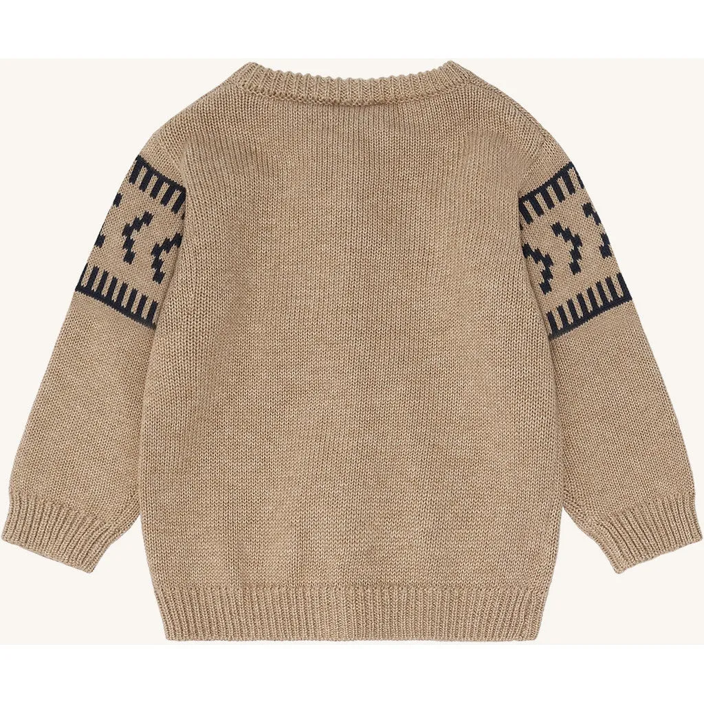 Hust & Claire Charli Knit Jacquard cardigan Biscuit økologisk