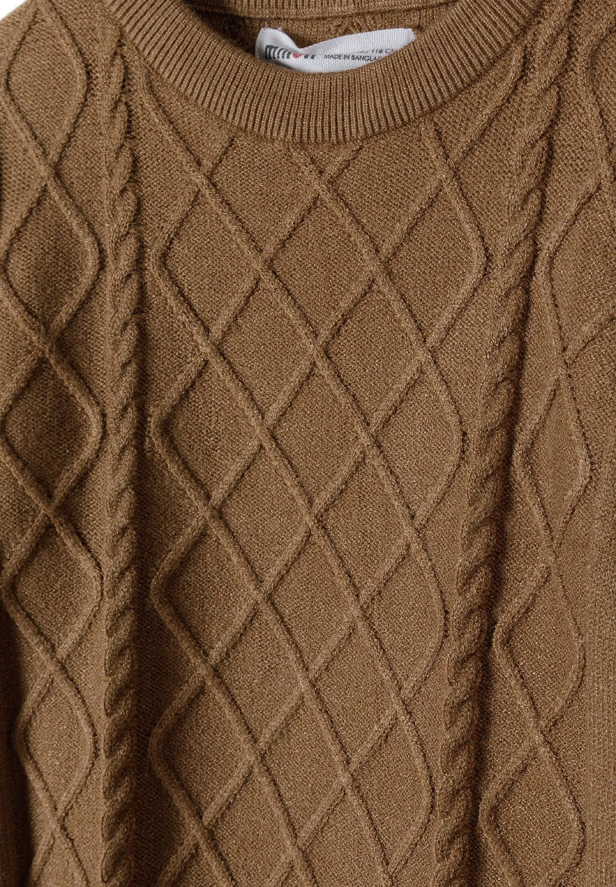Minoti 43909 drengepullover cognac kabelstrik