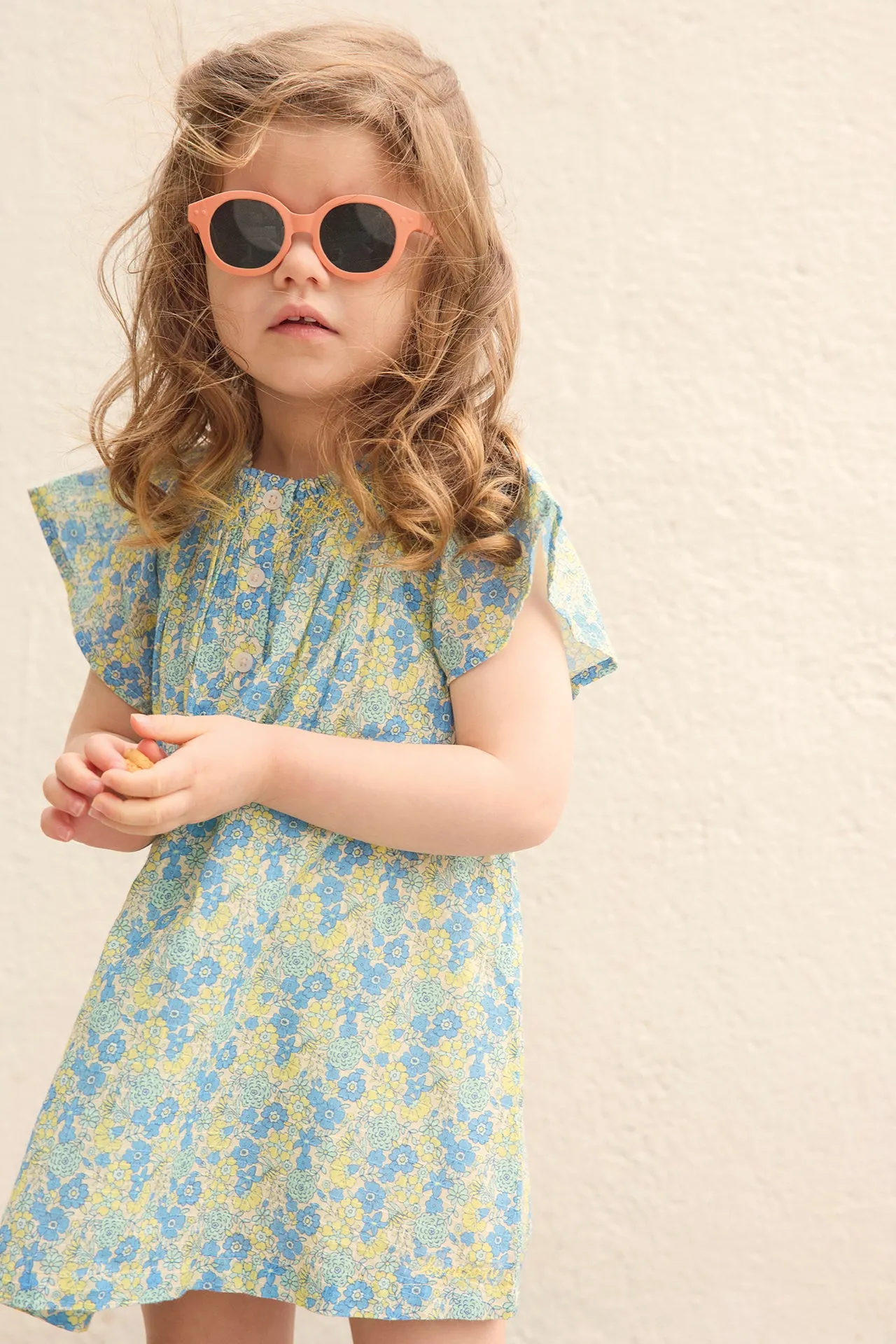 Bonton Noisette Fleur Vintage kjole blå blomstret